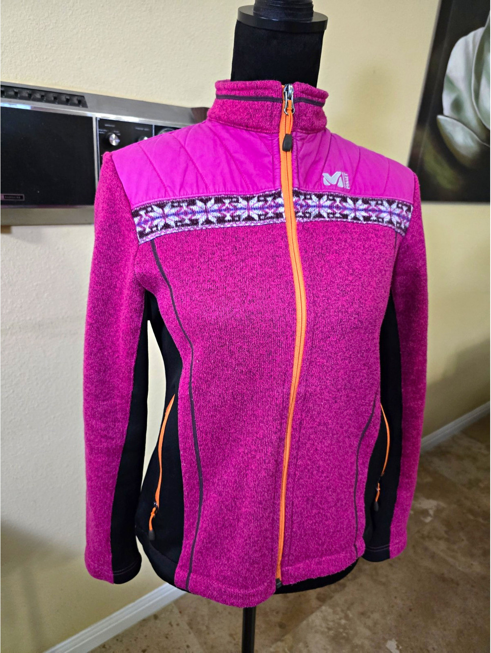 Millet Mountain Performance Pink Fleece Jacket Fair Isle Alpine Sz SMALL/ 95 M